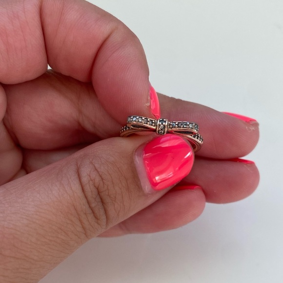 Pandora 14K Gold Plated Bow Ring Size 6 (52) - Picture 2 of 6